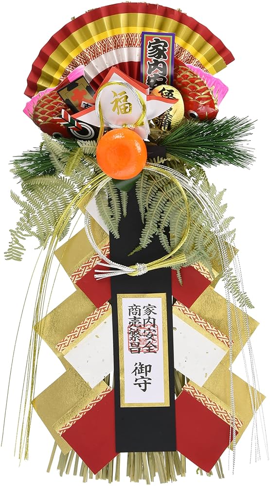 『百合舞柳』　しめ縄飾り　イチオシd(^_^ しめ縄飾り 七五三縄 花注連縄 紫 大倫菊に玉飾り 和柄布 麦穂